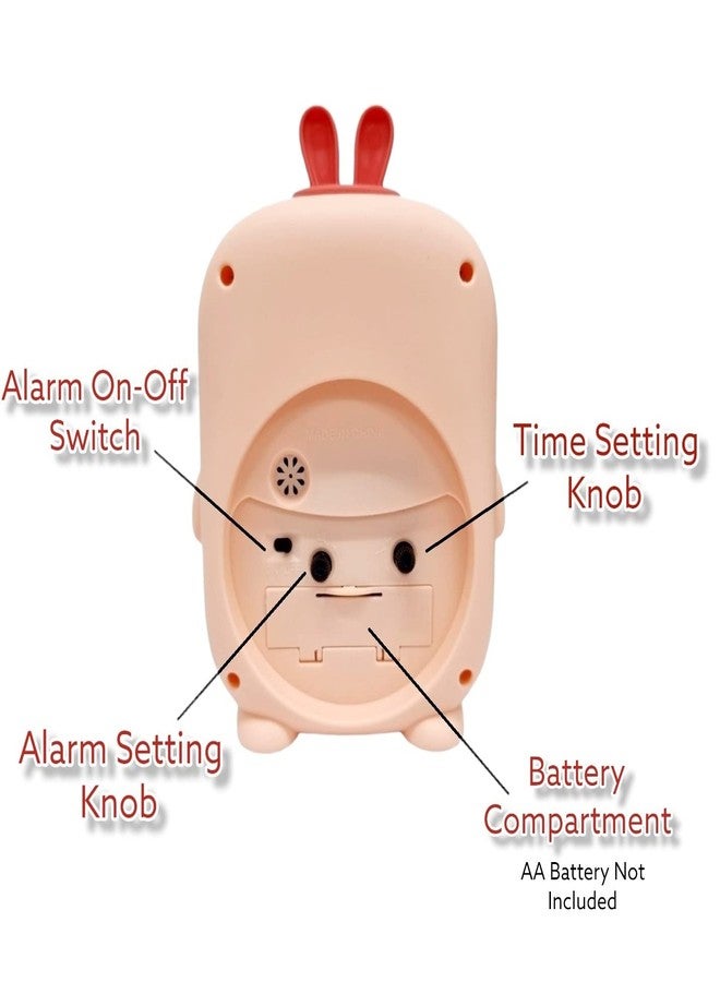 RIANZ Plastic Kids Desk Analog Alarm Clock, Cute Cartoon Theme Decor For Bedroom Bedside Desk Shelf, Silent Non Ticking Clock For Boys And Girls (Pink), 9 Cm X 9 Cm - Image 3